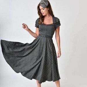 Voodoo Vixen Ella Gray Plaid Dress